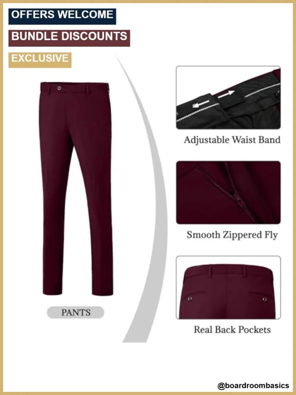 Men's 3 Piece Slim Fit Tuxedo Suit with Bow Tie & Pocket Square